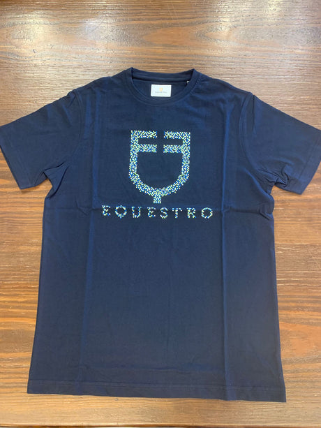 T-shirt uomo point print cotton blu navy Equestro