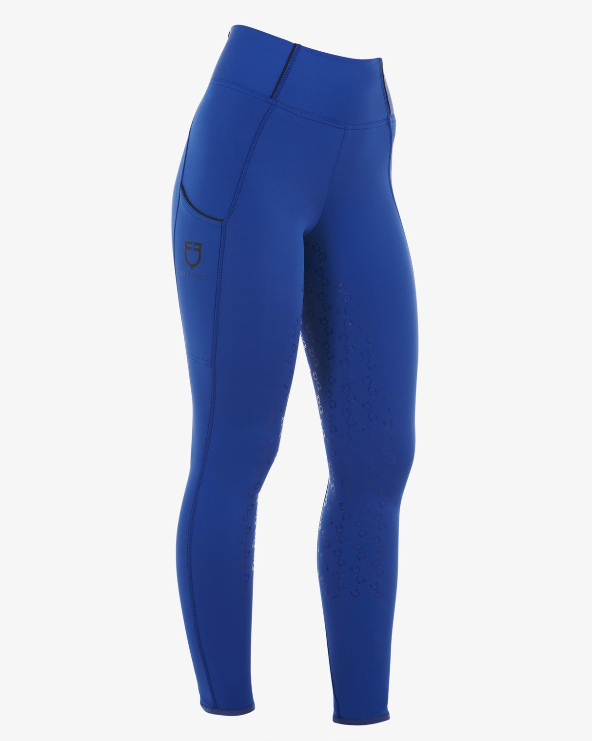 Leggings donna Equestro full grip con logo sodalite blue