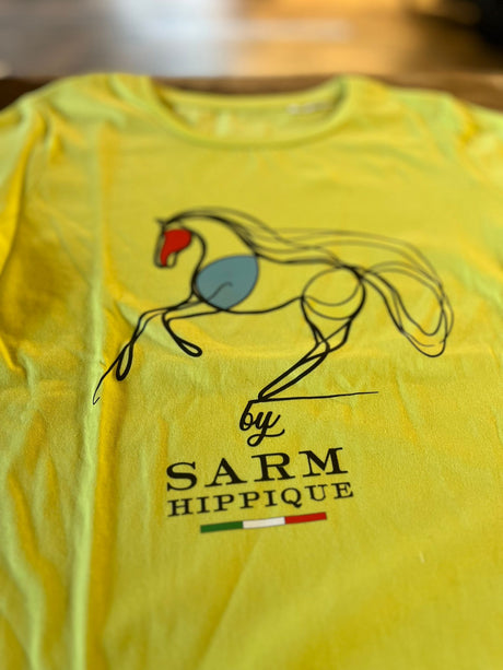 T-shirt Sarm Hippique donna con stampa cavallo stilizzato lime