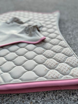 Completo sottosella e cuffia con grip beige e bordo rosa Kentucky