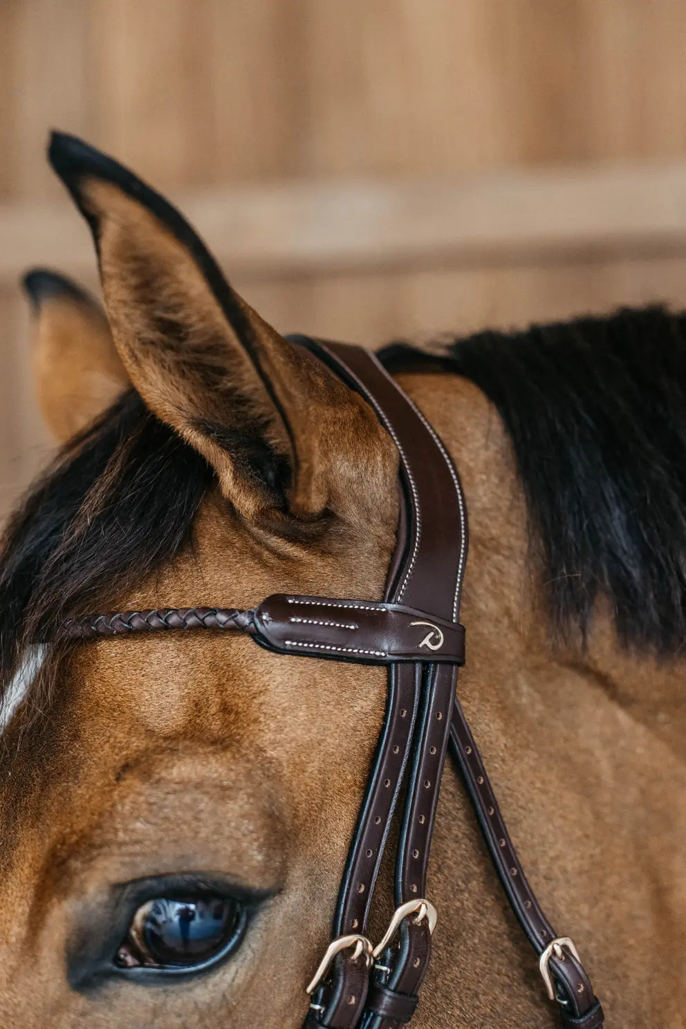 Testiera Braided Flash Noseband Dy'On marrone