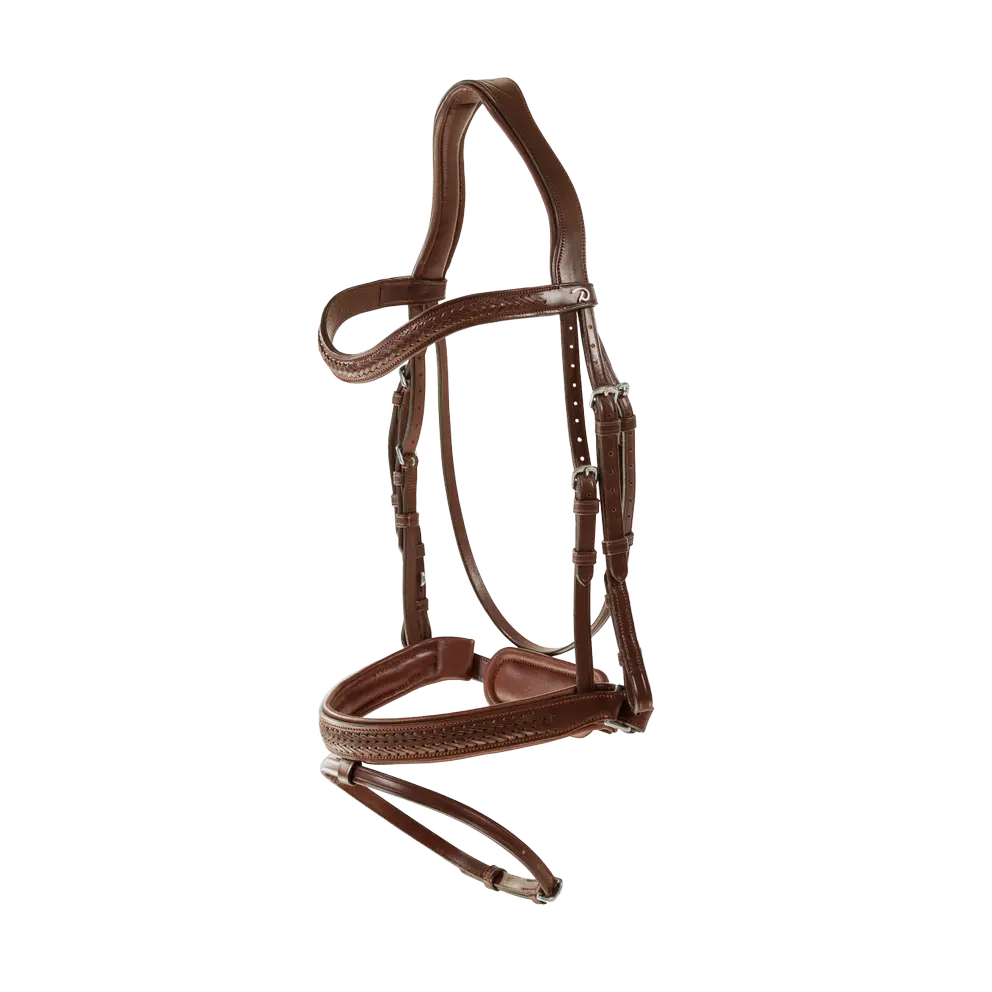 Testiera Dy'On Plaited Flash Noseband with Pull Marrone