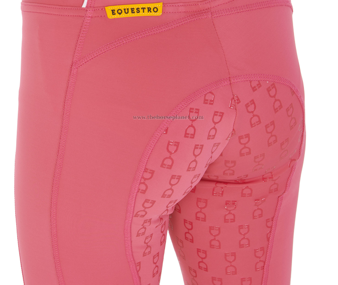 Leggings bambina Equestro full grip con logo sun kissed coral