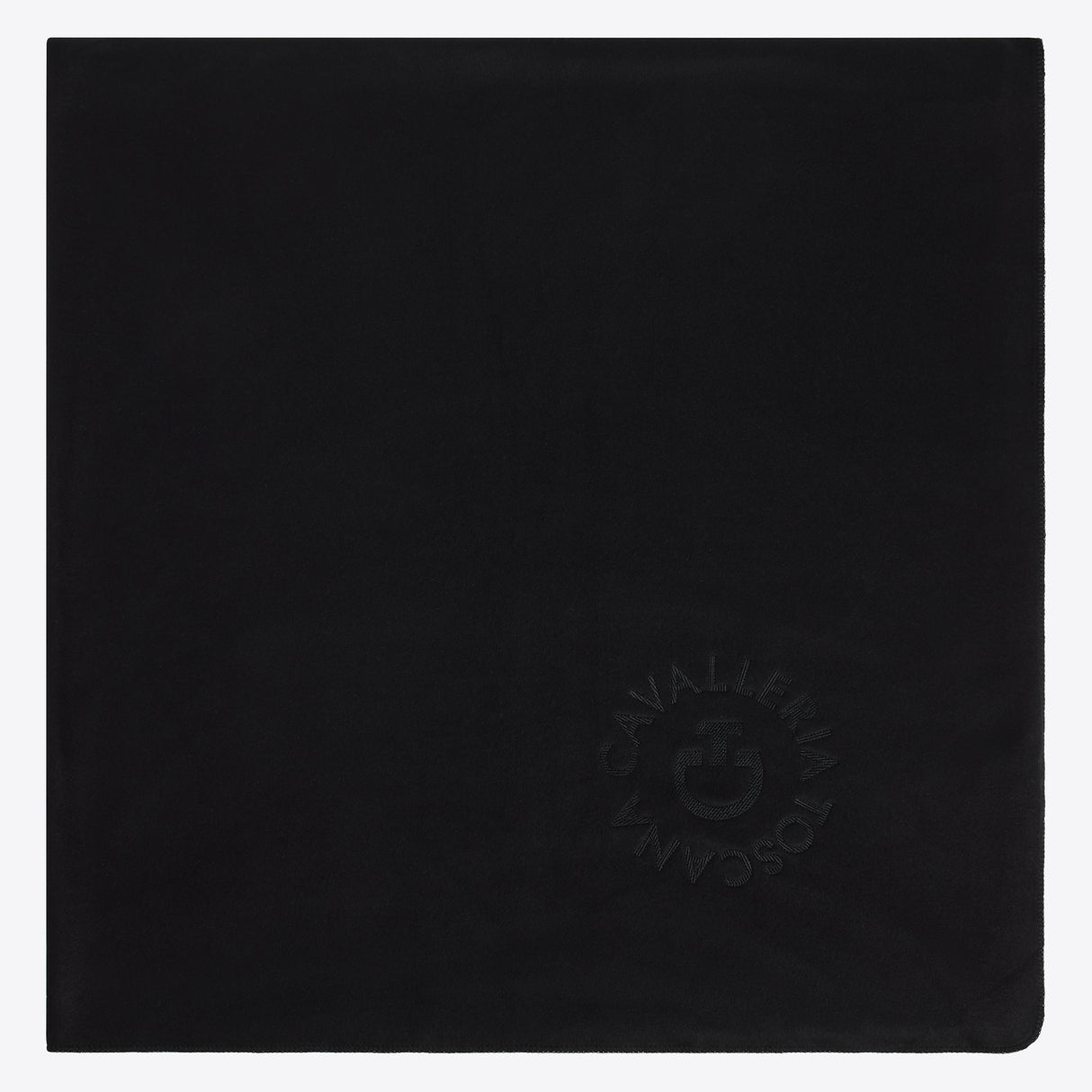 Coperta tecnica in pile nero con logo ricamato tono su tono Cavalleria Toscana