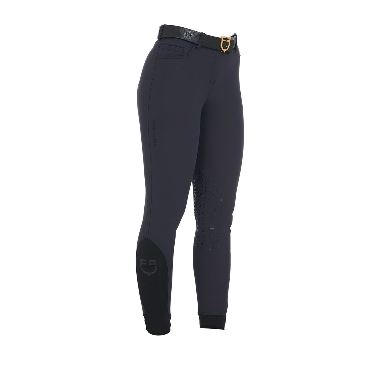 Pantaloni donna slim fit grip con logo Equestro navy blu