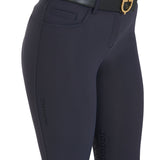 Pantaloni donna slim fit grip con logo Equestro navy blu