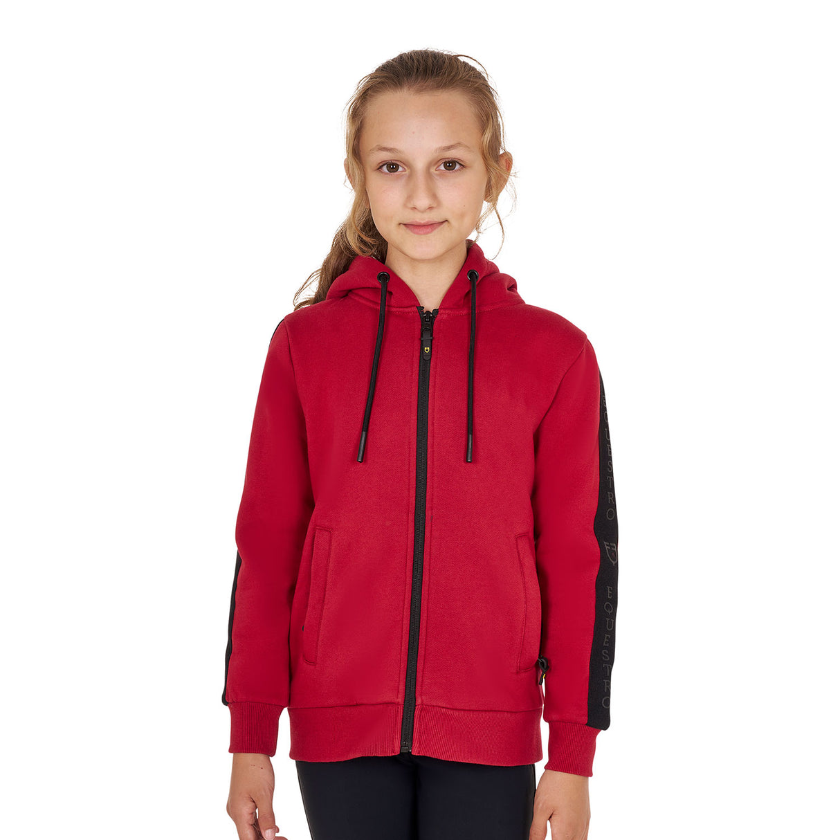 Felpa bambina full zip con pile interno rosso Equestro