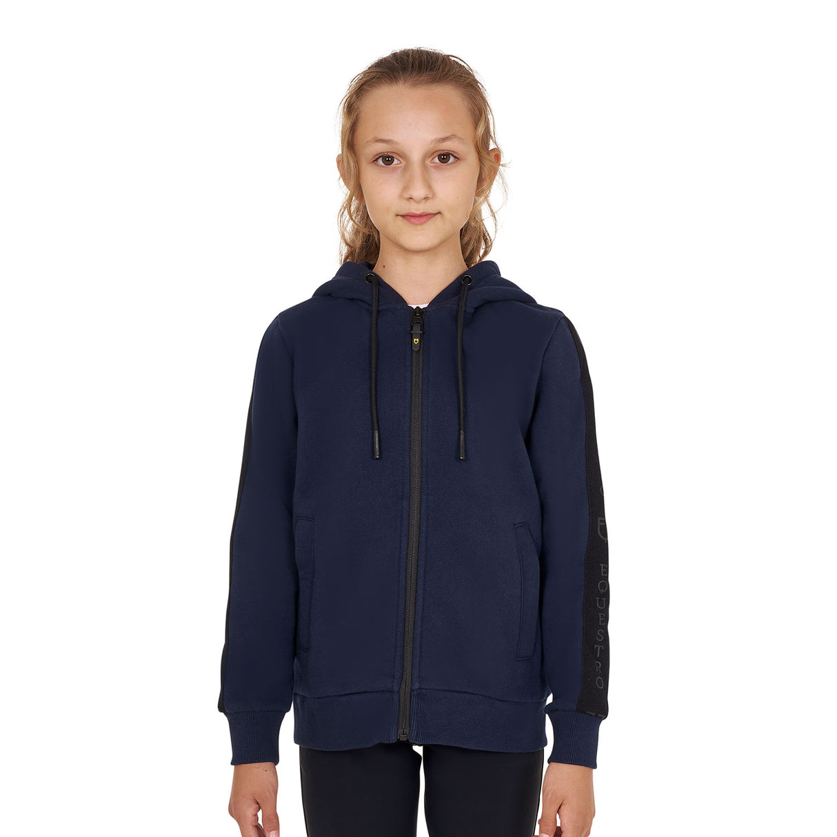 Felpa bambina full zip con pile interno navy Equestro