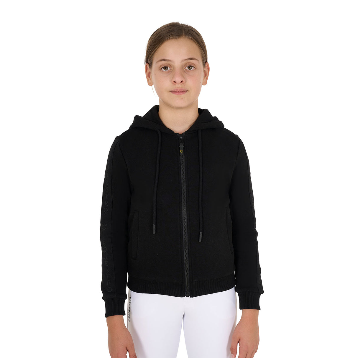 Felpa bambina full zip con pile interno Equestro nero