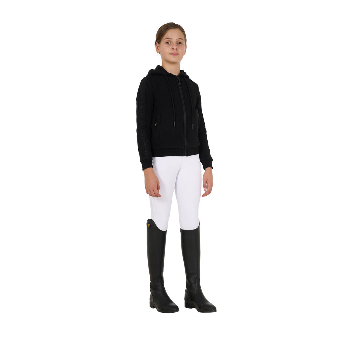 Felpa bambina full zip con pile interno Equestro nero