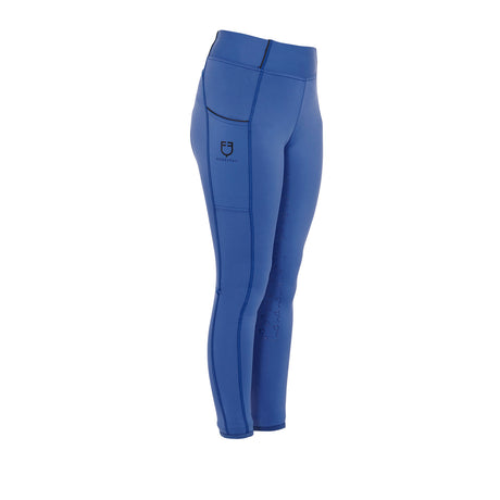 Leggings bambina Equestro full grip con logo sodalite blue