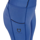 Leggings bambina Equestro full grip con logo sodalite blue