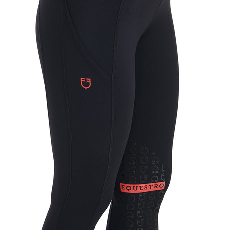 Leggins donna slim fit light tessuto elasticizzato con inserti rossi Equestro