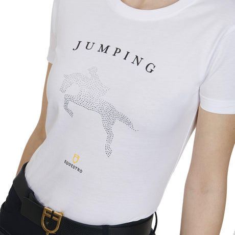 T-shirt donna slim fit jumping con strass