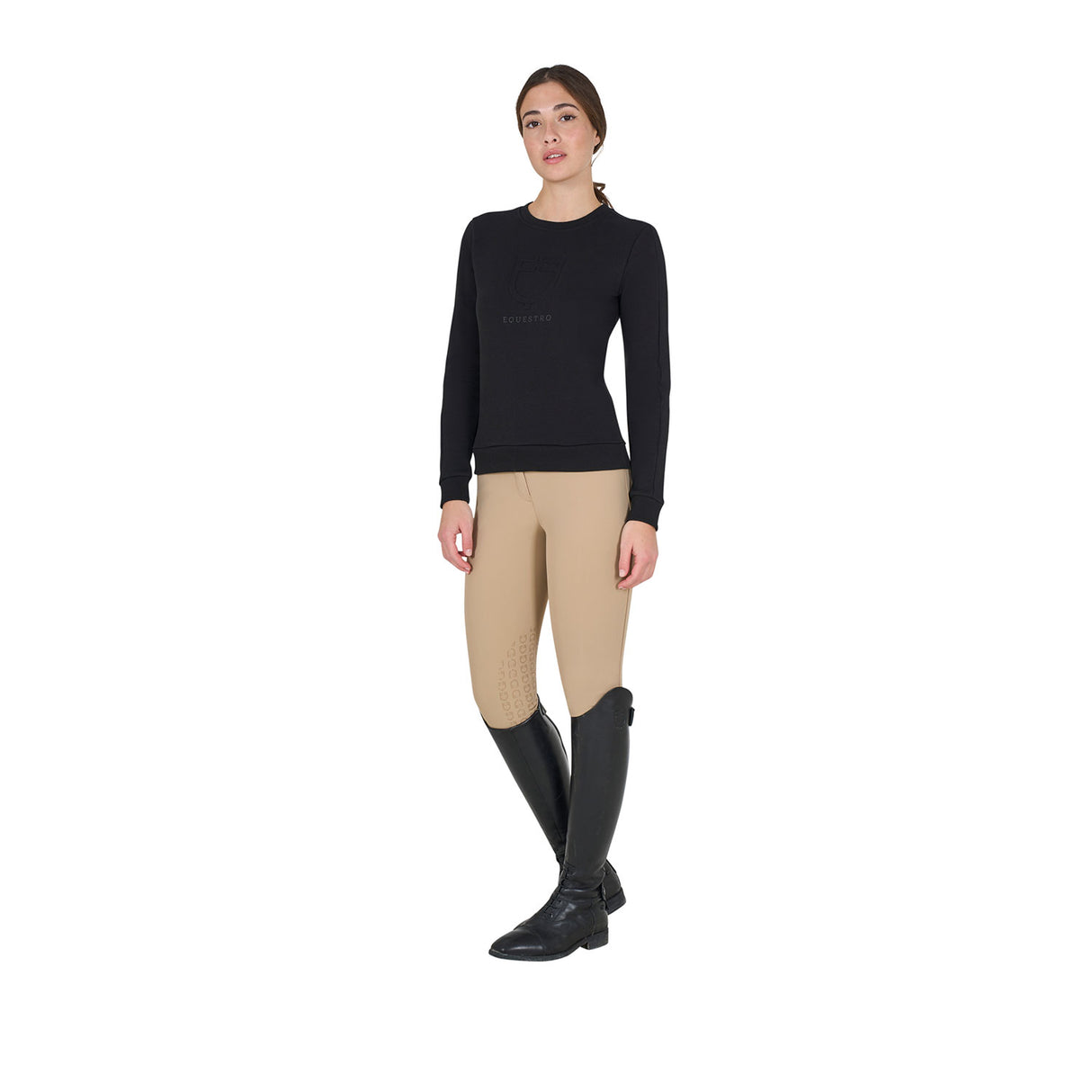 Felpa donna girocollo con logo stampato Equestro