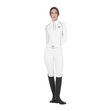 Polo da gara donna slim fit manica lunga con inserti in mesh Equestro