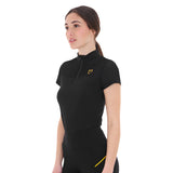 Polo da donna slim fit con inserti in mesh Equestro nera