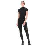 Polo da donna slim fit con inserti in mesh Equestro nera