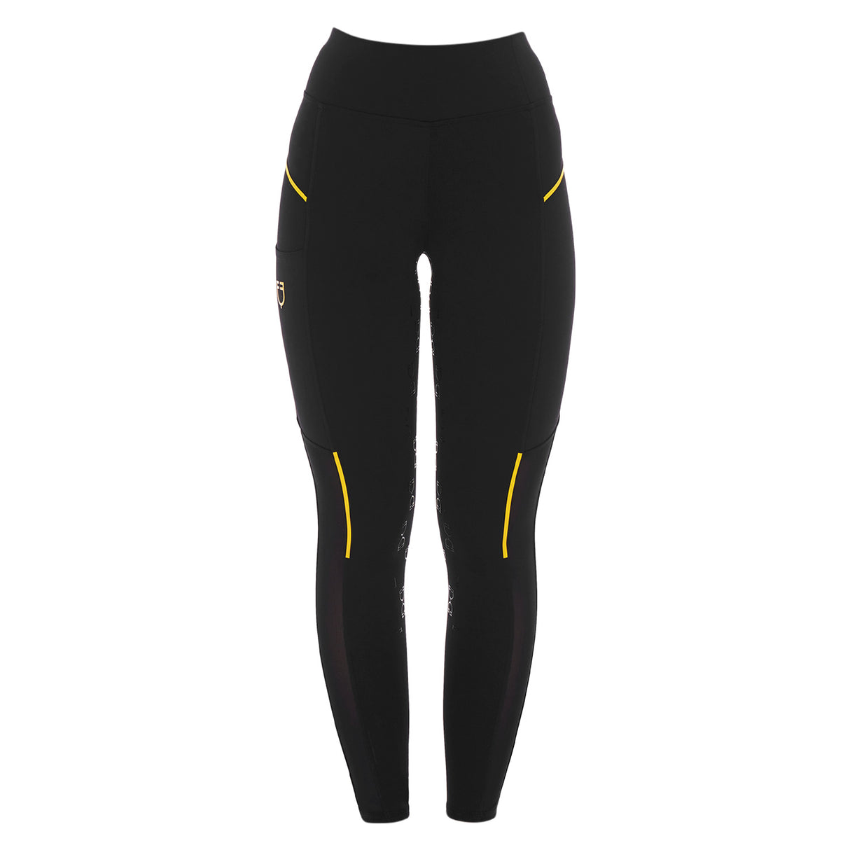 Leggings da donna slim fit in tessuto tecnico con full grip Equestro nero