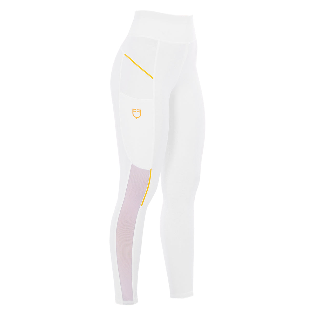 Leggings da donna slim fit in tessuto tecnico con full grip Equestro bianco