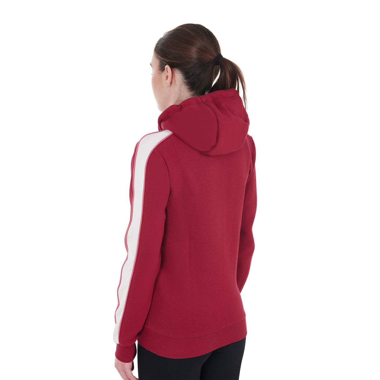 Felpa donna con cappuccio e zip frontale Equestro rossa