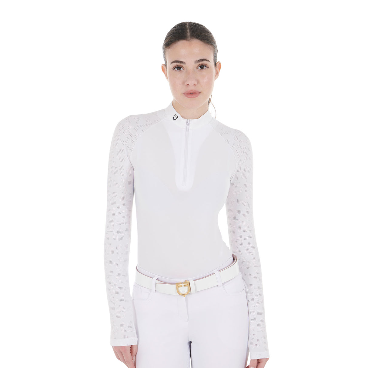 Polo donna slim fit da concorso con inserti in mesh Equestro