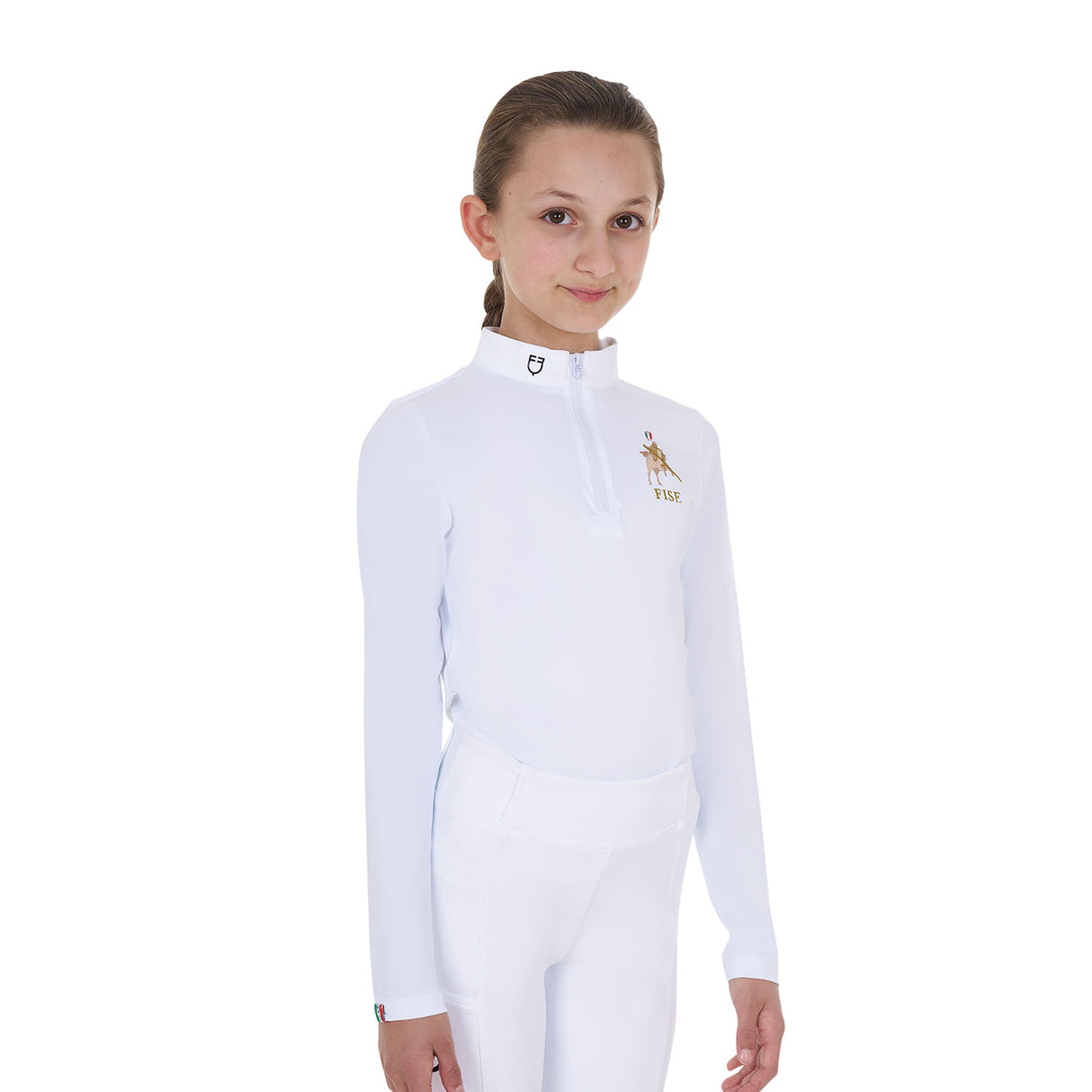 Polo bambina da concorso maniche lunghe Equestro X FISE