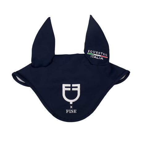 Sottosella salto e cuffia con logo ricamato Equestro X FISE navy pony