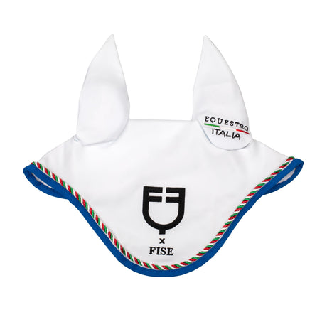 Sottosella salto e cuffia piping tricolore Equestro X FISE bianco full