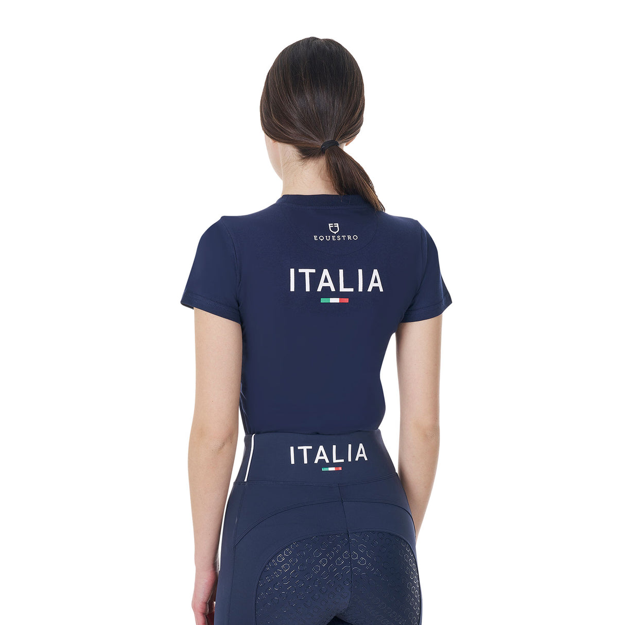 T-shirt donna slim fit Equestro X FISE blu navy