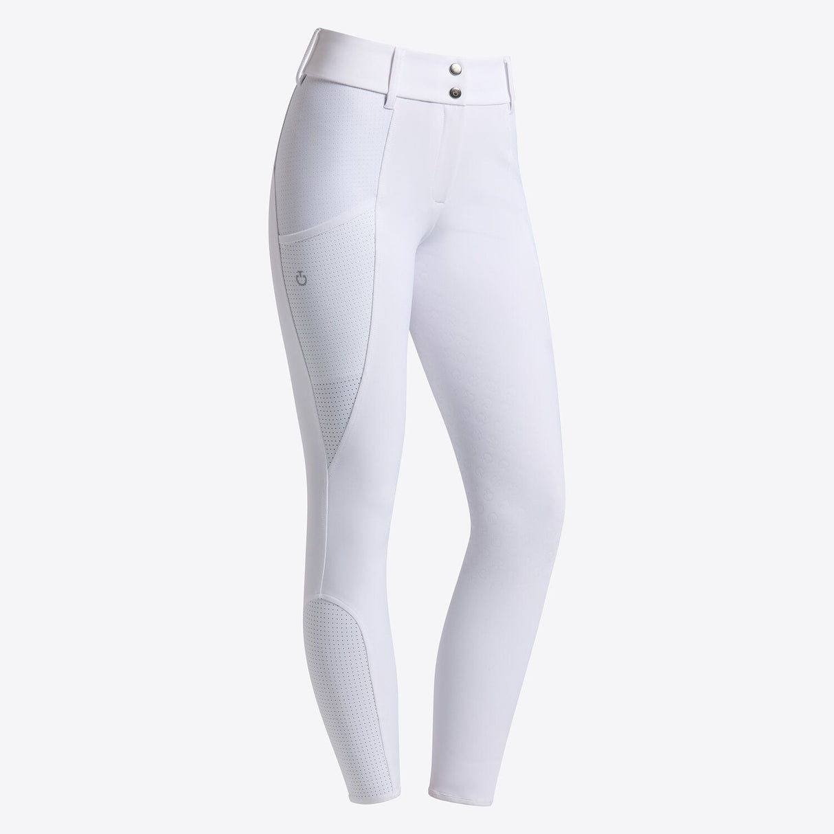 Pantaloni Cavalleria Toscana da donna jumping grip al ginocchio bianchi con dettagli traforati