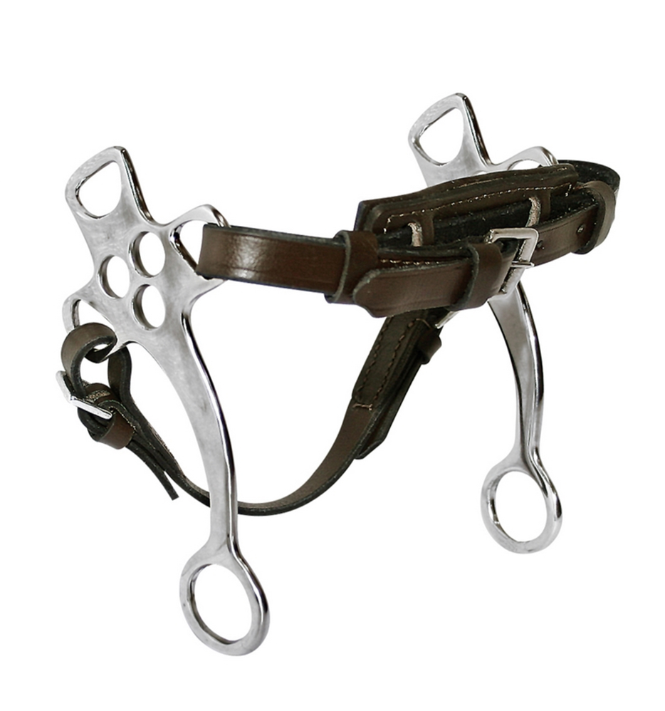 HACKAMORE CHIAMATE 3 FORI INOX NASIERA IMBOTT.C/SOTTOB CUOIO MARRONE