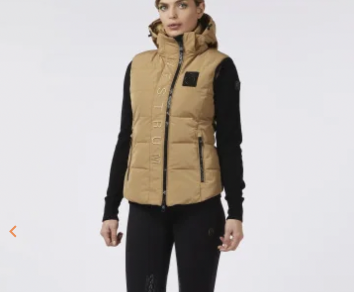 Gilet imbottito da donna con scritta Vestrum senape