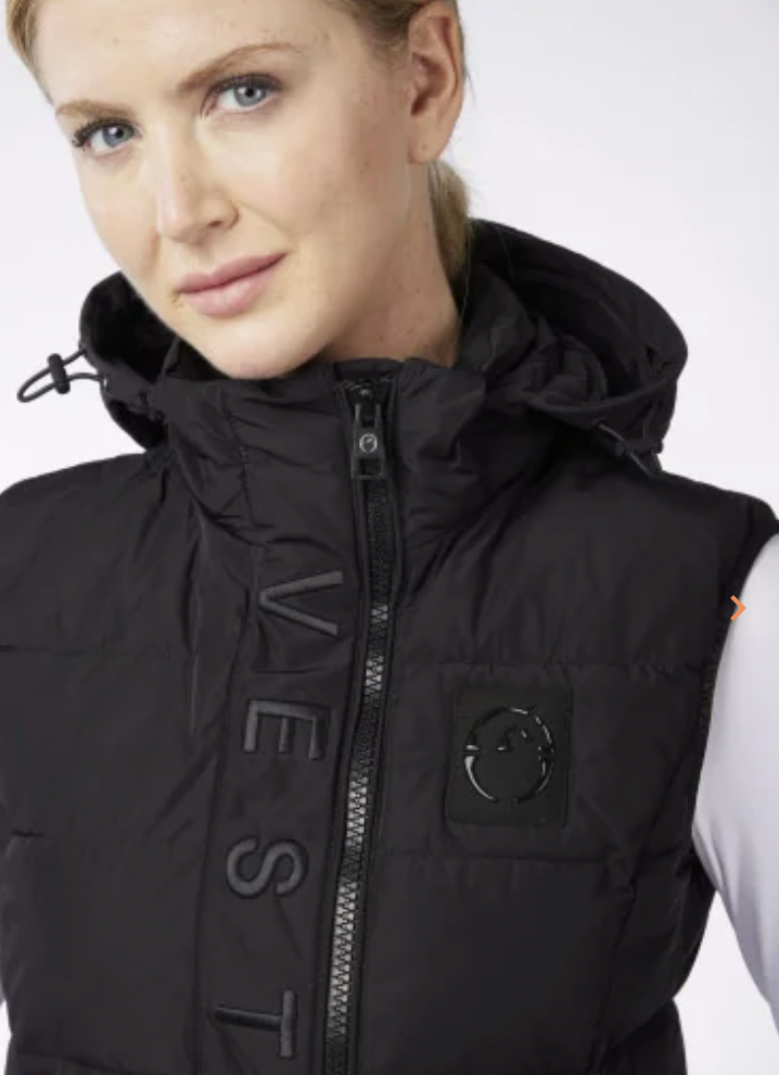 Gilet imbottito da donna con scritta Vestrum nero