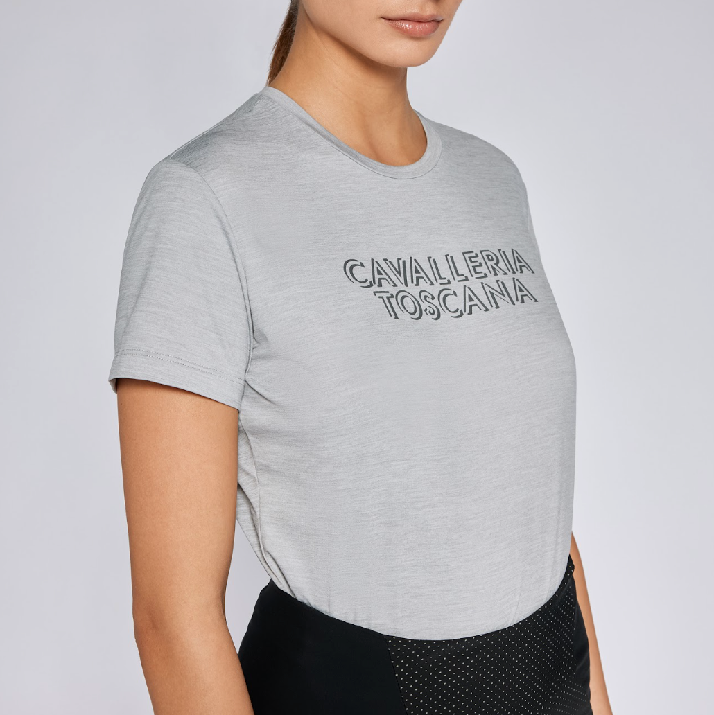T-shirt donna in jersey manica corta Cavalleria Toscana grigia