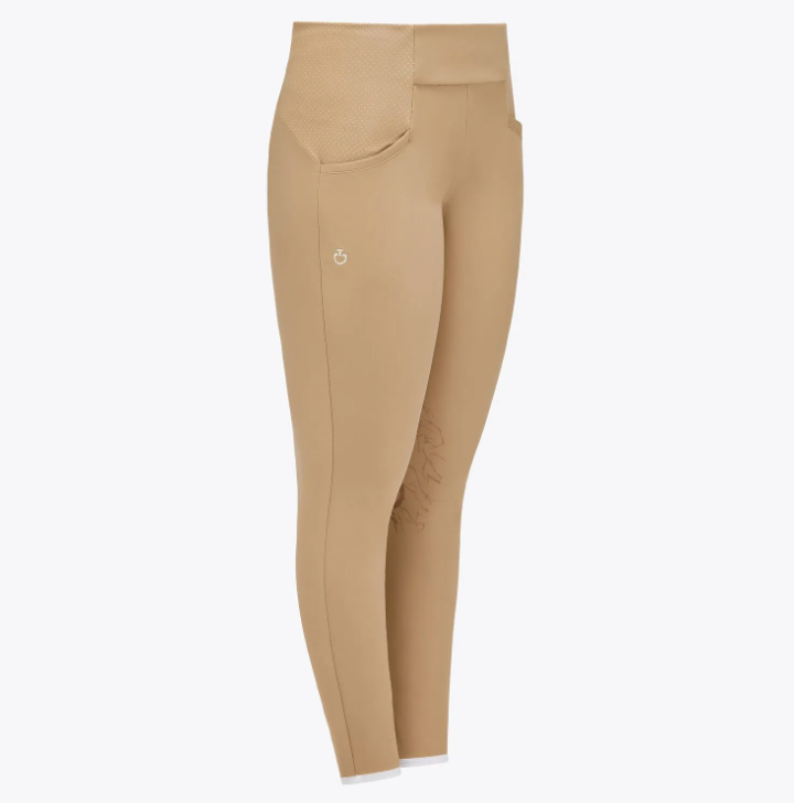 Leggins da bambina Cavalleria Toscana con inserti traforati beige