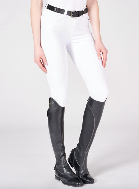 Pantalone donna modello Syracuse con grip al ginocchio Vestrum bianco