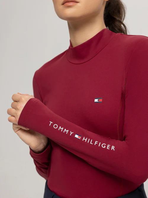 Maglia da allenamento donna con collo alto rouge Tommy Hilfiger