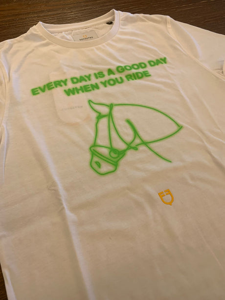 T-shirt bianca e verde donna fluo print Equestro