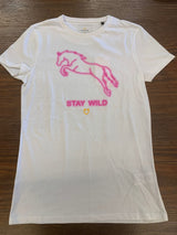T-shirt bianca e fucsia donna fluo print Equestro