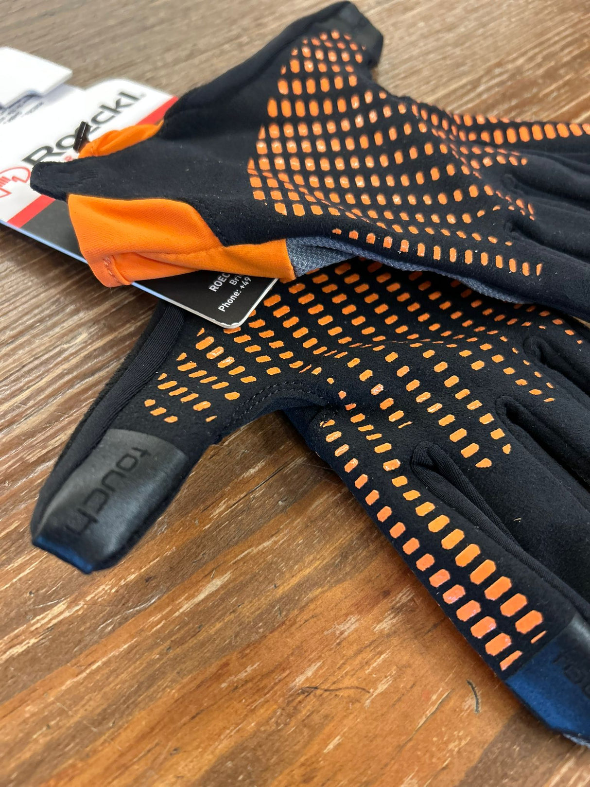 Guanti modello Lier Roeckl arancio,grigio e nero