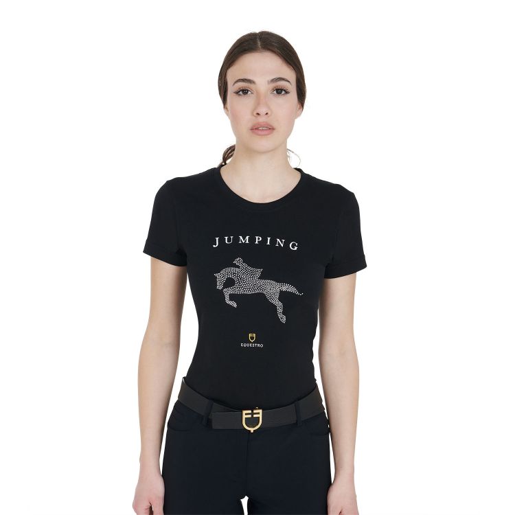 T-SHIRT DONNA SLIM FIT JUMPING CON STRASS