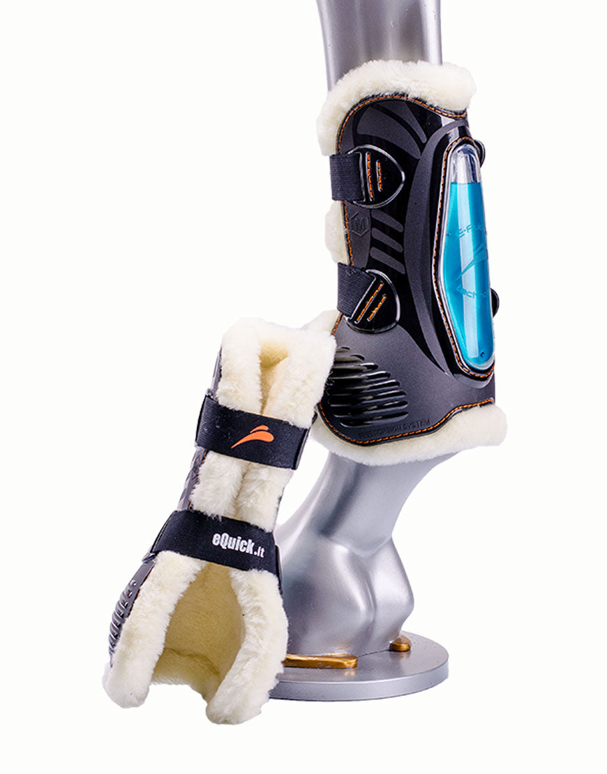 Stinchiere eSHOCK Front Fluffy con bottoncini Equick nere